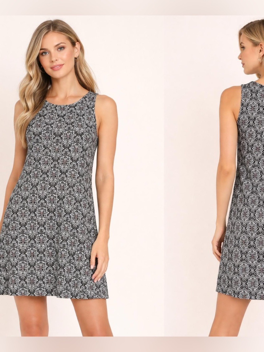 LOFT  Petite Black & White Geometric Flowy XXSP